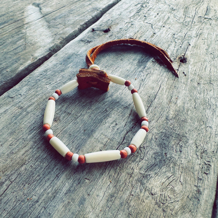 Natural bone bead bracelet - Ancient Earth