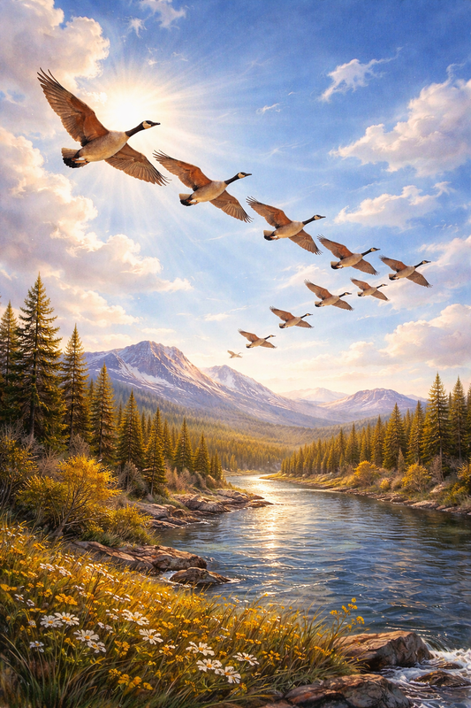 Bernaches au printemps : signification spirituelle et message du vol en V