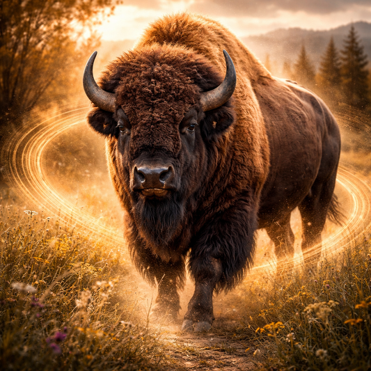 Esprit du bison représentant stabilité gratitude prospérité et équilibre avec la nature
