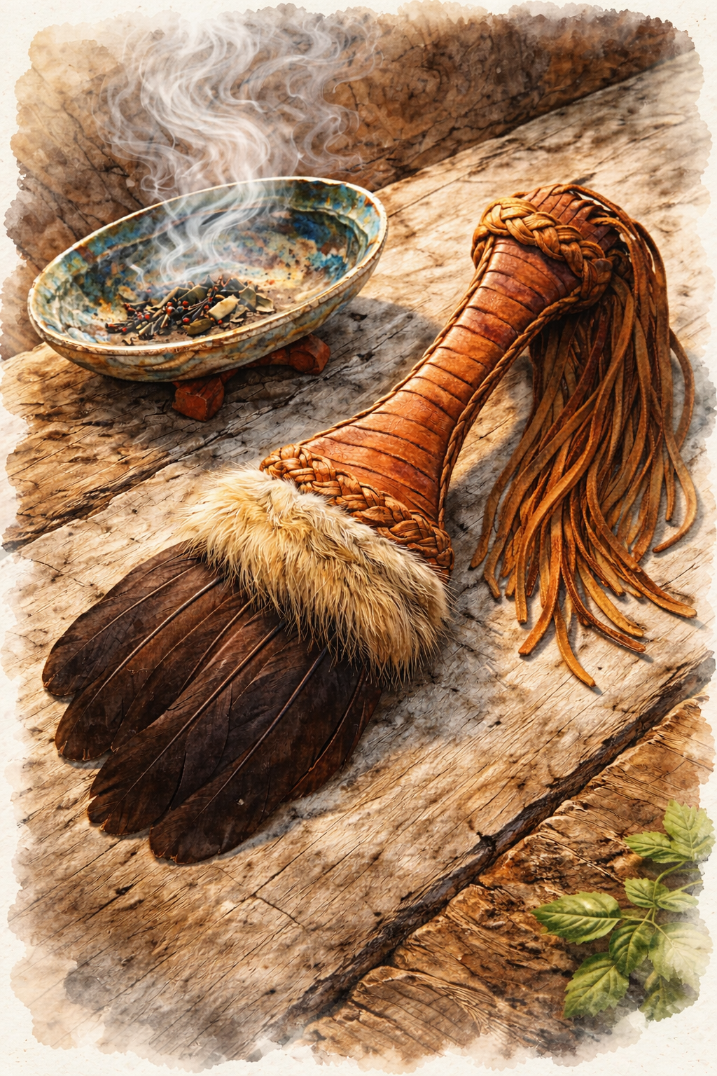 Le smudge fan autochtone : l’éventail sacré qui guide la fumée de purification