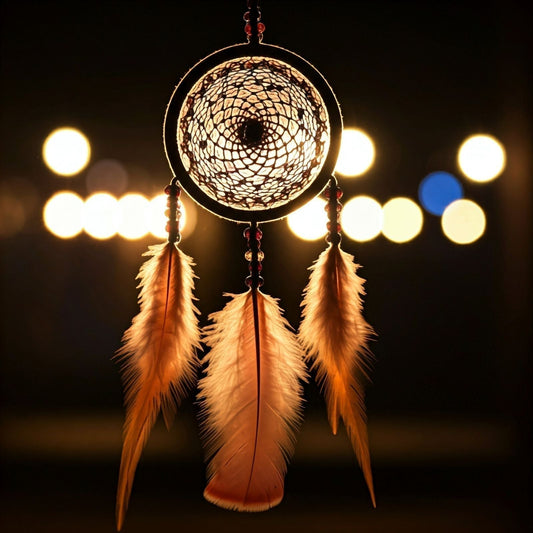 Dreamcatcher autochtone authentique fait main avec cerceau de saule plumes et perles naturelles