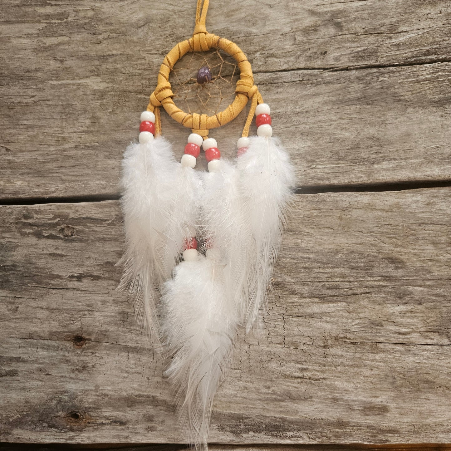 Mini Dream Catcher with Gemstone and Medicine Wheel Beads