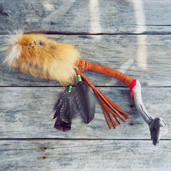Handcrafted Indigenous Talking Stick made of moose leather