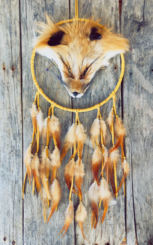 Capteur de rêve avec veritable tete de renard