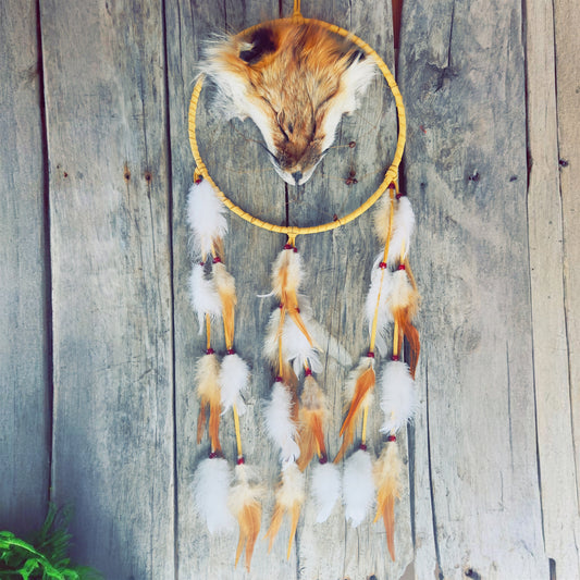 Capteur de rêves avec tête de renard roux