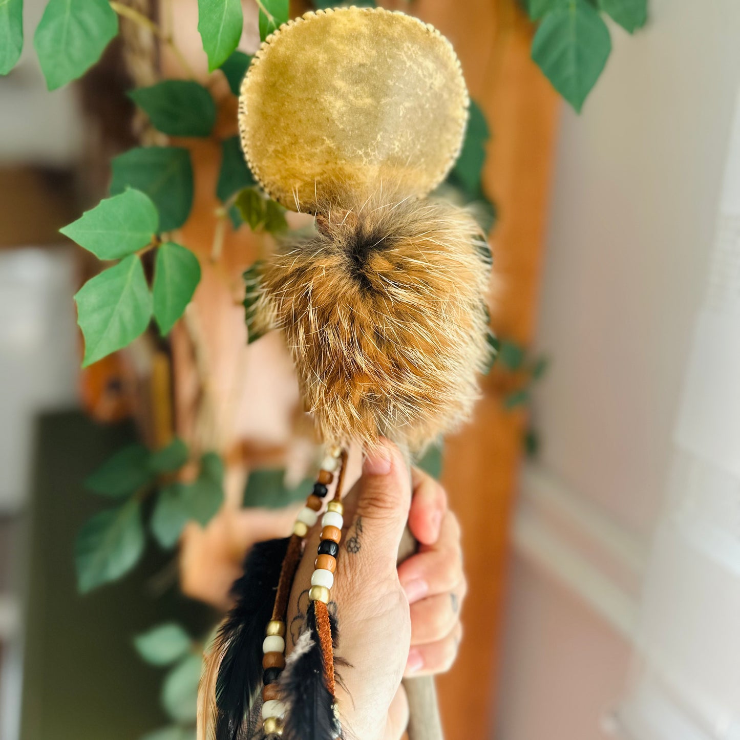 Spirit of the Fox Indigenous Rattle - Large Ceremonial Rattle
