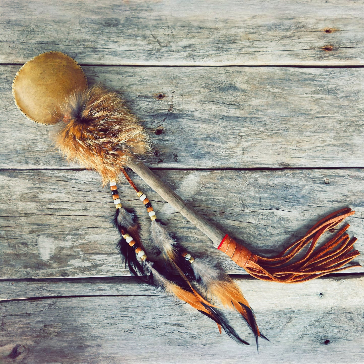 Spirit of the Fox Indigenous Rattle - Large Ceremonial Rattle
