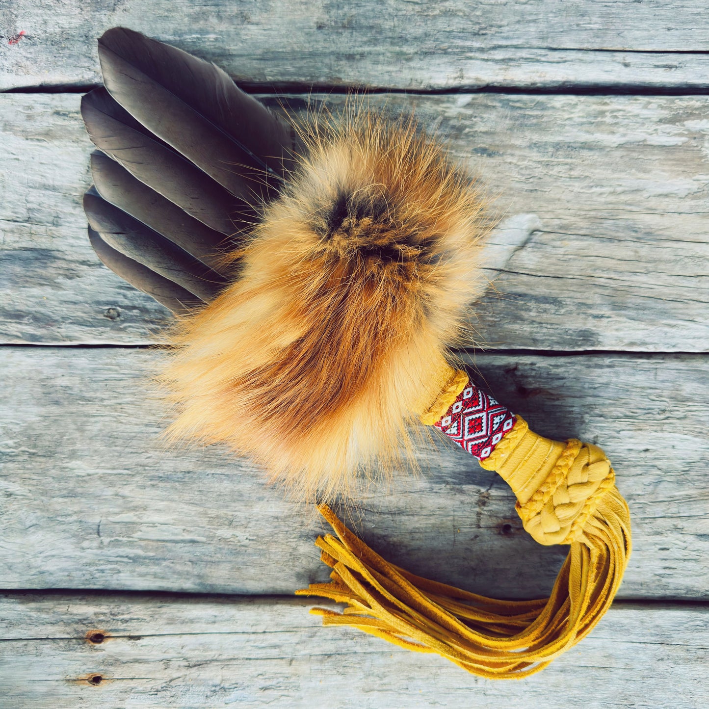 Smudge fan esprit du renard — pièce unique, intuition et protection