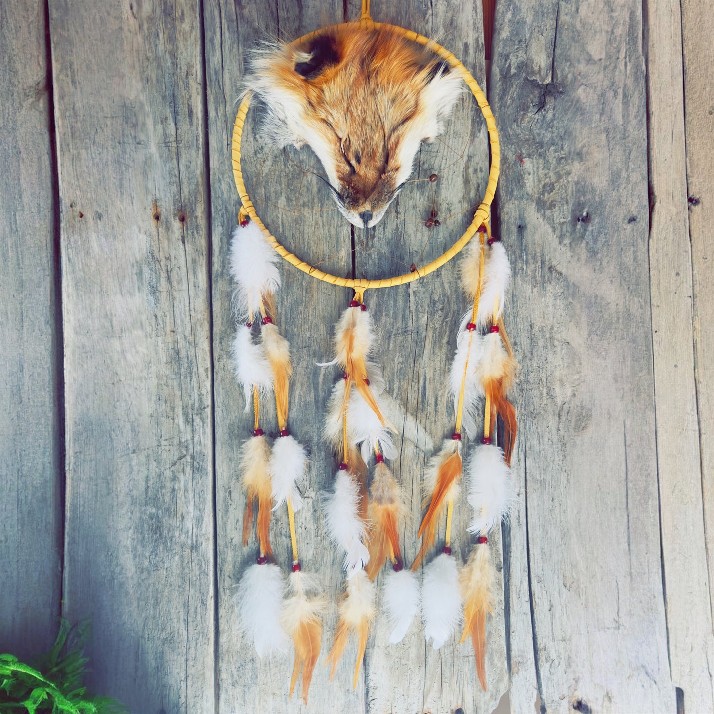 Capteurs de rêves avec têtes de renard – œuvres artisanales autochtones Esprit animal