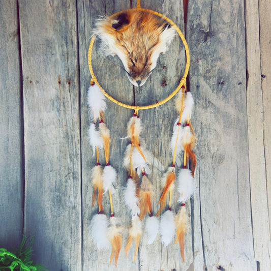 Capteurs de rêves avec têtes de renard – œuvres artisanales autochtones Esprit animal