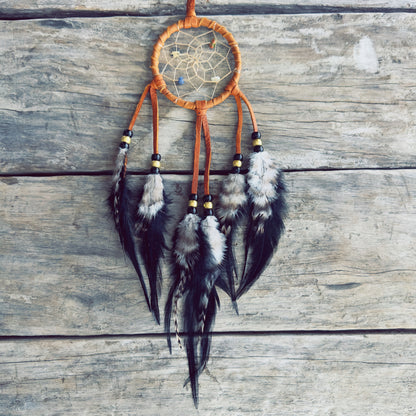 Capteur de rêves autochtone Gardien nocturne en cuir d’orignal fait main