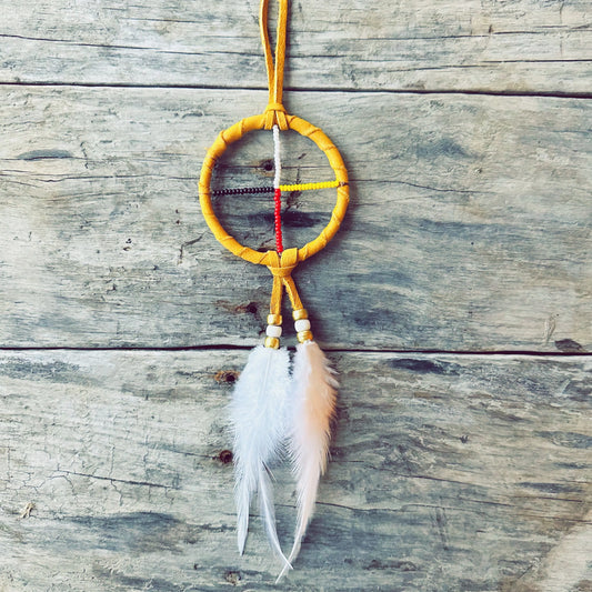 Roue de Médecine 3 pouces en Cuir de Cerf – Connexion Spirituelle Artisanat Autochtone