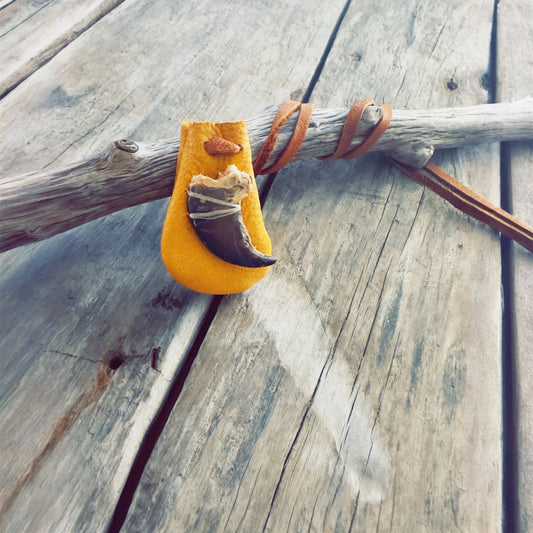 Indigenous artisan medicine bag created with genuine moose leather