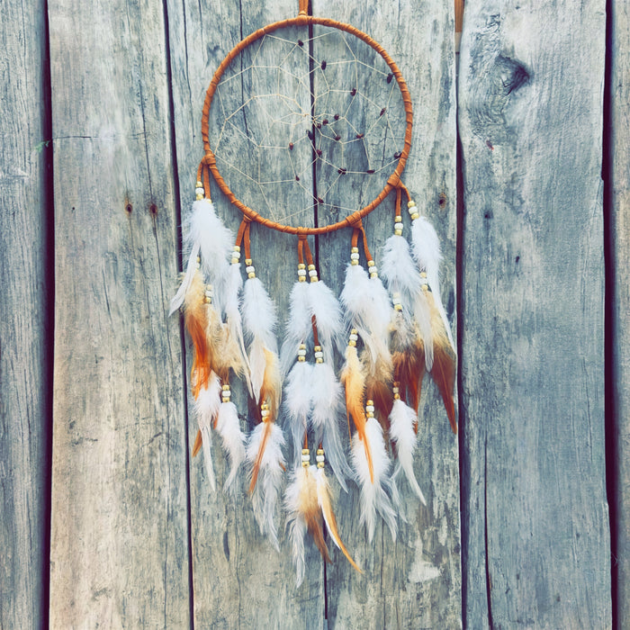 Handmade spiritual moose hide dreamcatcher 8-inch inner presence