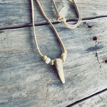 Handmade Canadian deer antler necklace