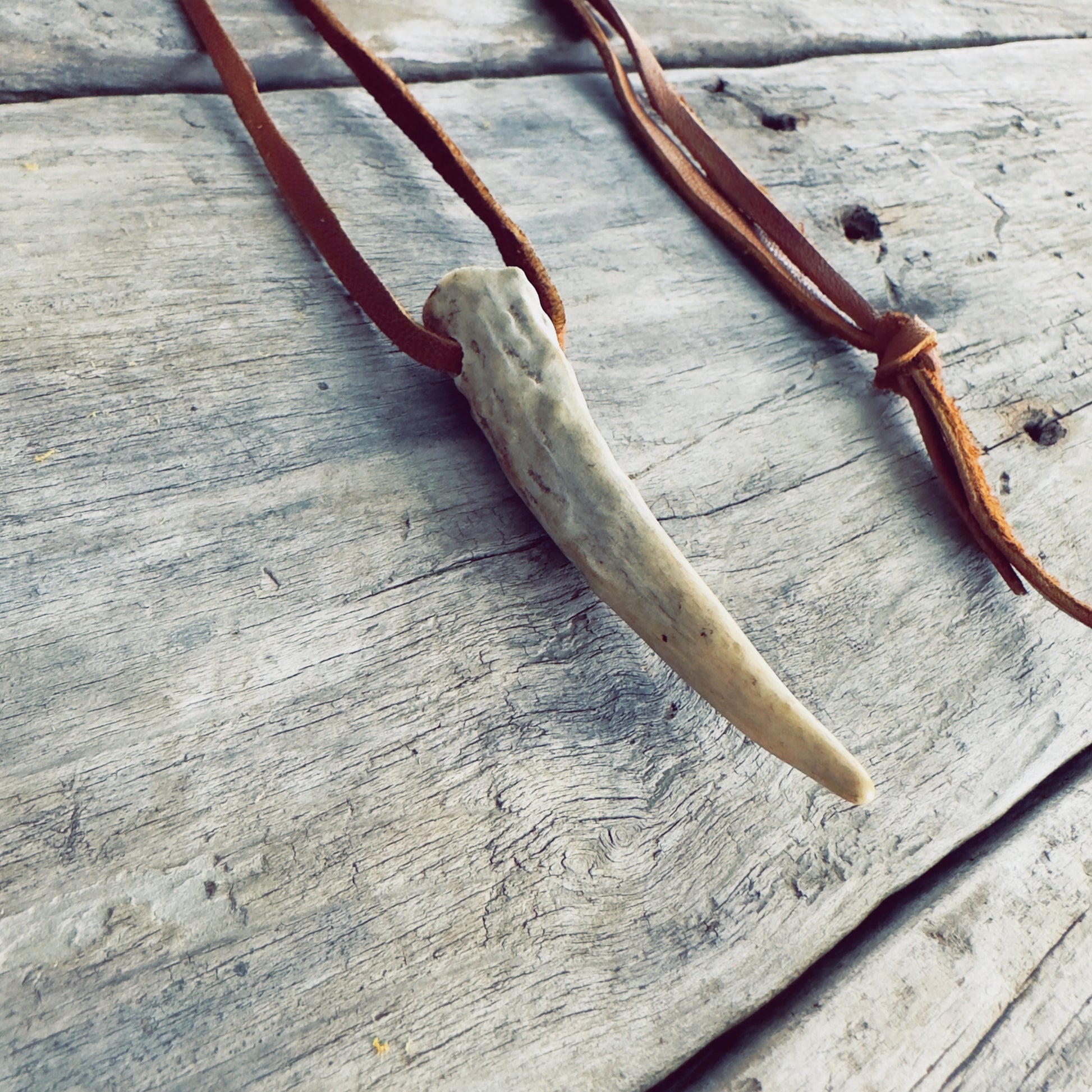 Handmade natural deer antler necklace