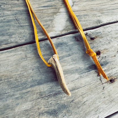 Unique handcrafted deer antler necklace artwork