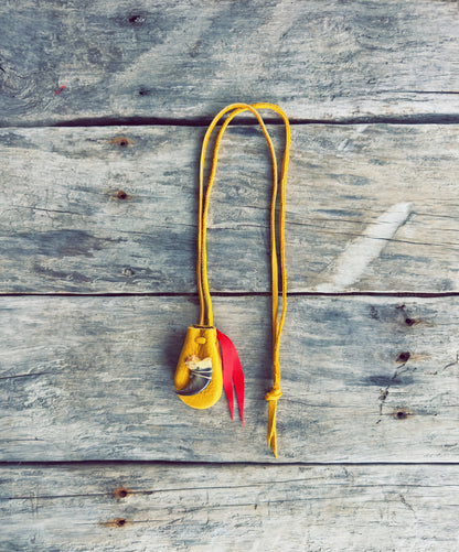 Medicine bag with natural fox fur and authentic moose hide craftsmanship