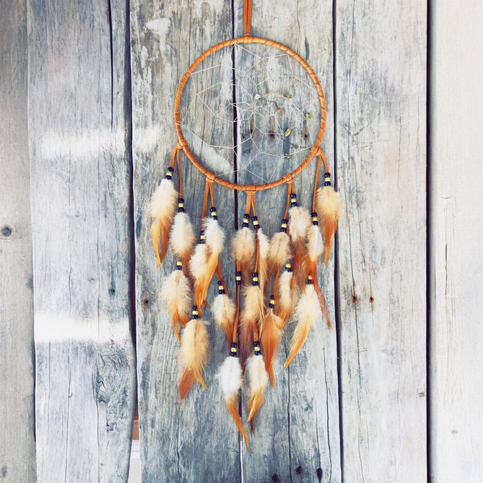 Dream catcher 8 inches golden yellow handmade light and soothing