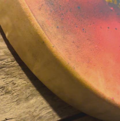 Tambour Autochtone en Peau de Cerf 14 Pouces - Cerceau de Frêne Peint à la Main